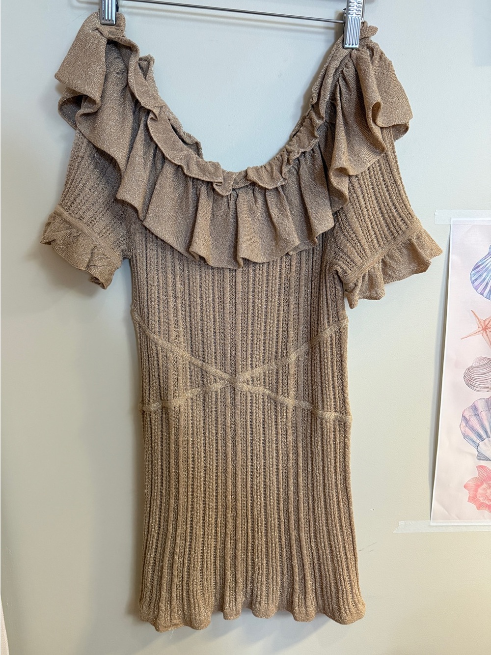 Shimmer knit short-sleeve sweater